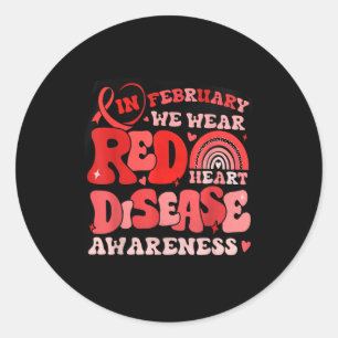 Adesivo Groovy Em Fevereiro Usamos Vermelho Conscientizaçã
