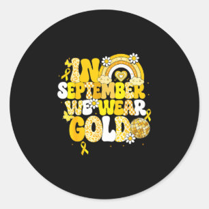 Adesivo Groovy em setembro use dourado câncer infantil