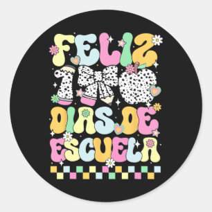 Adesivo Groovy Feliz 100 Dias De Escuela 100 Dias De Escol