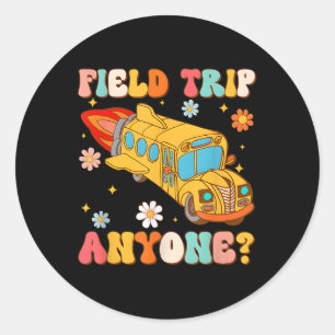 Adesivo Groovy Field Trip Anyone School Bus Driver Amarelo