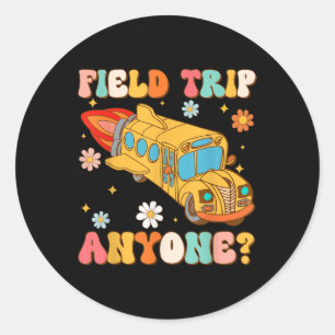Adesivo Groovy Field Trip Anyone School Bus Driver Amarelo