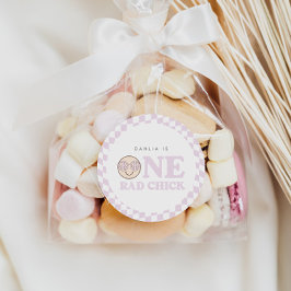 Adesivo Groovy Girl Checked Happy Face | PRIMEIRO ANIVERSA