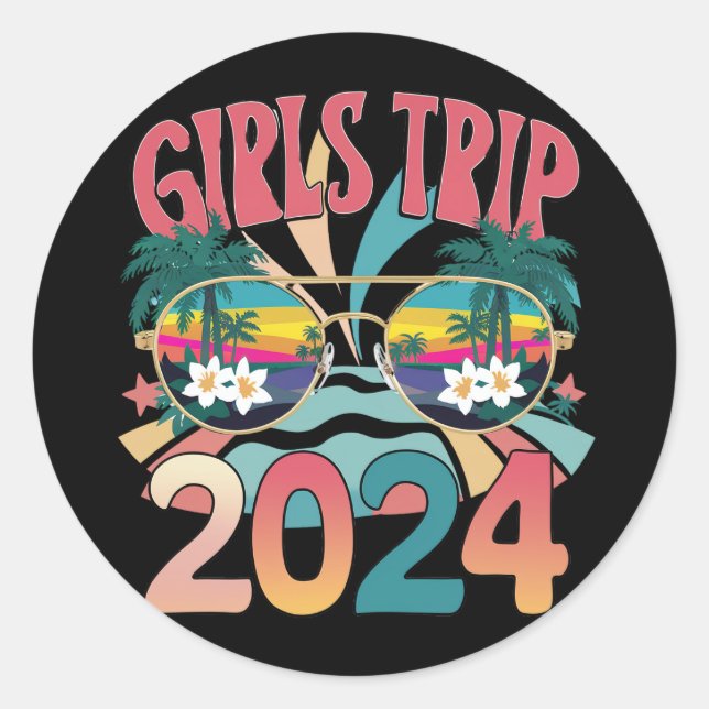 Adesivo Groovy Girls Trip 2024 Weekend Summer Beach (Frente)