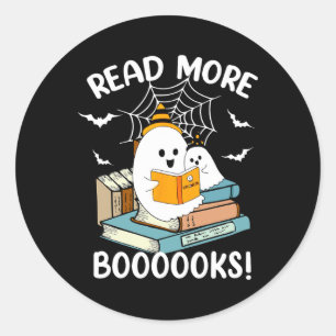 Adesivo Groovy Halloween Ghost Leia Mais Livros Bibliotecá