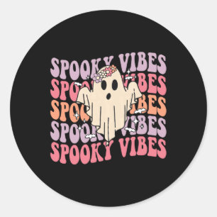 Adesivo Groovy Halloween Spooky Vibes Retro Fantasma Flora