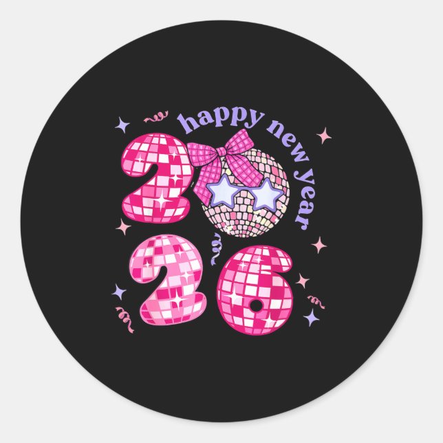 Adesivo Groovy Happy New Year Party 2026 Girls Kids Toddle (Frente)