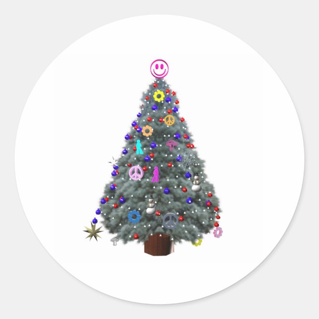 Adesivo Groovy Hippie Árvore de Natal (Frente)