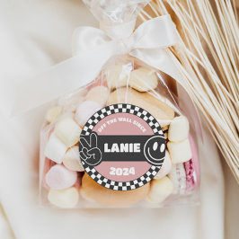 Adesivo Groovy Hippie Birthday, skate controlado por menin