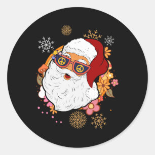 Adesivo Groovy Hippie Santa Claus - Símbolo Floral da Paz