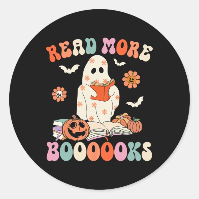 Adesivo Groovy Leia Mais Livros Ghost Boo Engraçado (Frente)