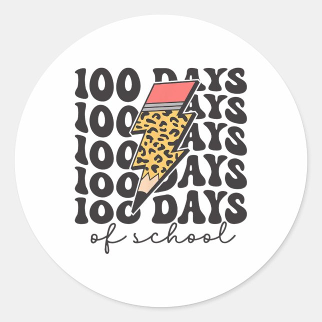 Adesivo Groovy Leopard Pencil 100 Dias De Professora K (Frente)