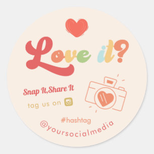 Adesivo Groovy Love Snap Tag Compartilha Câmera de Mídia S