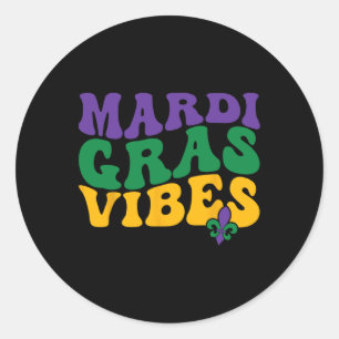 Adesivo Groovy Mardi Gras Vibes Carnaval Miçangas Engraçad