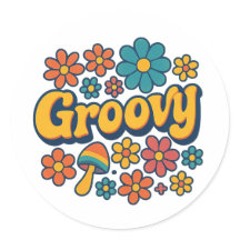 Adesivo Groovy no Estilo Hippie