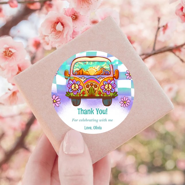 Adesivo Groovy Obrigado Boho Floral Rainbow (Criador carregado)