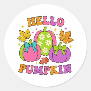 Adesivo Groovy Olá Abóbora Retro Outono Halloween