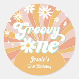 Adesivo Groovy One Boho Retro Daisy Sunshine Floral