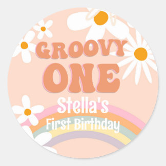 Adesivo Groovy One Daisy Retro Rainbow