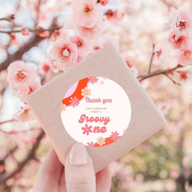 Adesivo Groovy One Party Boho Retro Daisy (Criador carregado)