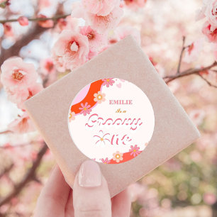 Adesivo Groovy One Party Boho Retro Daisy