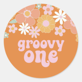 Adesivo Groovy One Retro Floral Aniversário Bandeira