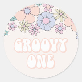 Adesivo Groovy One Retro Pastel Floral primeiro aniversari