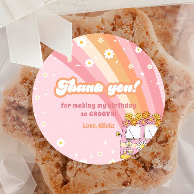 Adesivo Groovy One Retro Rainbow primeiro aniversario (Criador carregado)