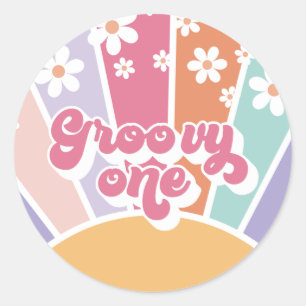 Adesivo Groovy One Retro Sunshine Rainbow Daisy