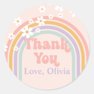 Adesivo Groovy Pastel arco-íris Obrigado