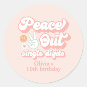 Adesivo Groovy Peace Out Aniversário de 10 anos Single Dig