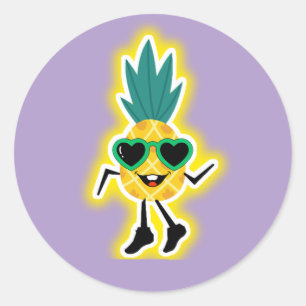 Adesivo Groovy Pineapple Vibes - Cartoon de Fruta Legal