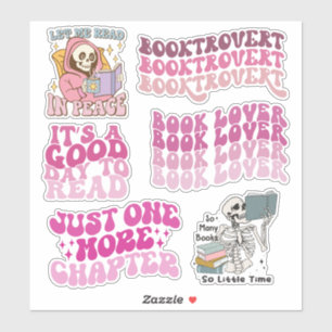 Adesivo Groovy Pink Book Lover & Leitura Pack de vinil