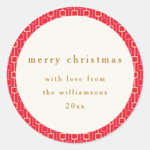 Adesivo Groovy Red Pink Retro Cute Nome Personalizado de N