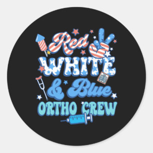 Adesivo Groovy Red White Blue Ortho Crew Ortho Nurse 4th O