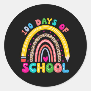 Adesivo Groovy Retro100 Dias De Arco-Íris Escolar 100 Dias