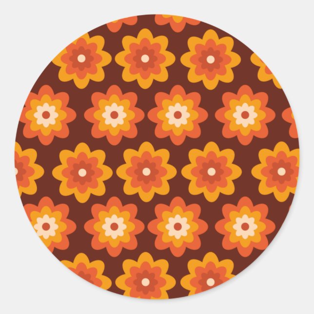 Adesivo Groovy retro 70s boho hippie orange flower pattern (Frente)