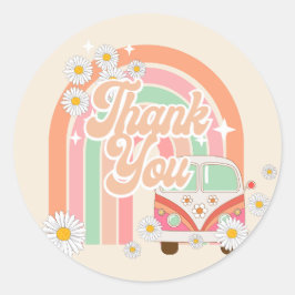 Adesivo GROOVY Retro 70's Hippie cor de laranja Obrigado