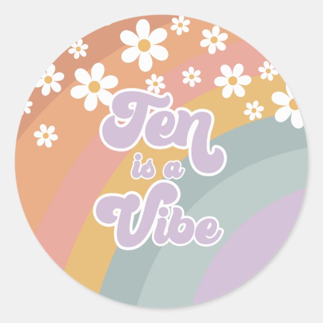 Adesivo Groovy Retro Dez é um Arco-Íris de Vibração (Frente)