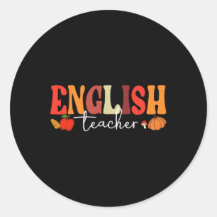 Adesivo Groovy Retro English Teacher Fall Vibes Autumn Tha