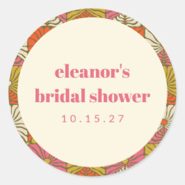 Adesivo Groovy Retro Laranja Botânico Chá de Noiva Persona