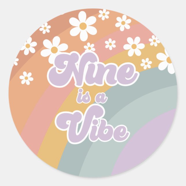 Adesivo Groovy Retro Nine é um Arco-íris de Vibração (Frente)