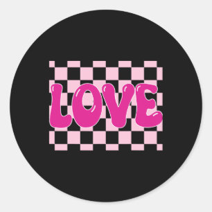 Adesivo Groovy Retro Xadrez Coração Amor Amor Retro Válvul