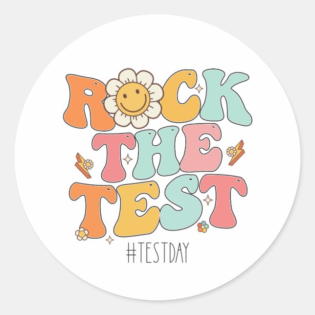 Adesivo Groovy Rock The Test Motivational Testing Day (Frente)