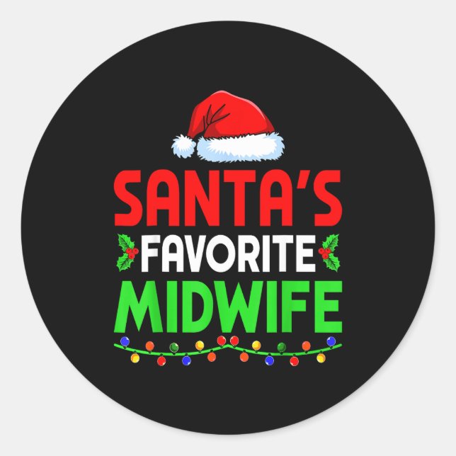 Adesivo Groovy Santa's Favorite Midwife Nurse Christmas Sa (Frente)