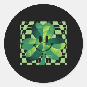 Adesivo Groovy Shamrock sorria Dia de São Patrício
