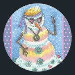 Adesivo GROOVY SNOWMAN, SINAL DE PAZ CHRISTMAS STICKER Rnd<br><div class="desc">ESSES FORAM OS DIAS DE ENERGIA FLUVIAL,  TIE DYED ESTAVA DENTRO E O SINAL DE PAZ. ADICIONAR UM POUCO DE AMOR COM ESSAS ESPÉCIES DE NEVE BRUTAS,  Bolinhas redondas,  azuis e cor-de-rosa... ...  Procure Por Quebra Correspondente,  Papel Tecido,  Fita,  Etiquetas De Presente E Muito Mais. Susan Brack Design</div>