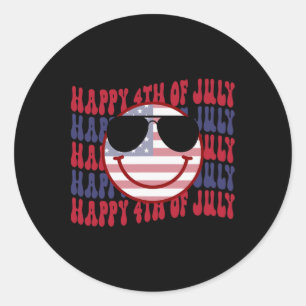 Adesivo Groovy Sorrindo Face Americana 4 De Julho