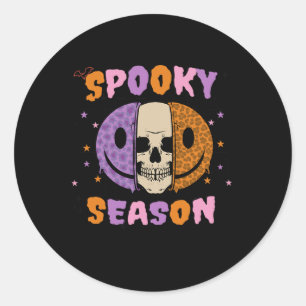 Adesivo Groovy Spooky Season Halloween Ghost Boo Smile Fac