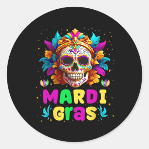 Adesivo Groovy Sugar Skull Jester Figurume Mardi Gras Men
