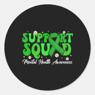 Adesivo Groovy Support Squad Mental Health Awarness Green